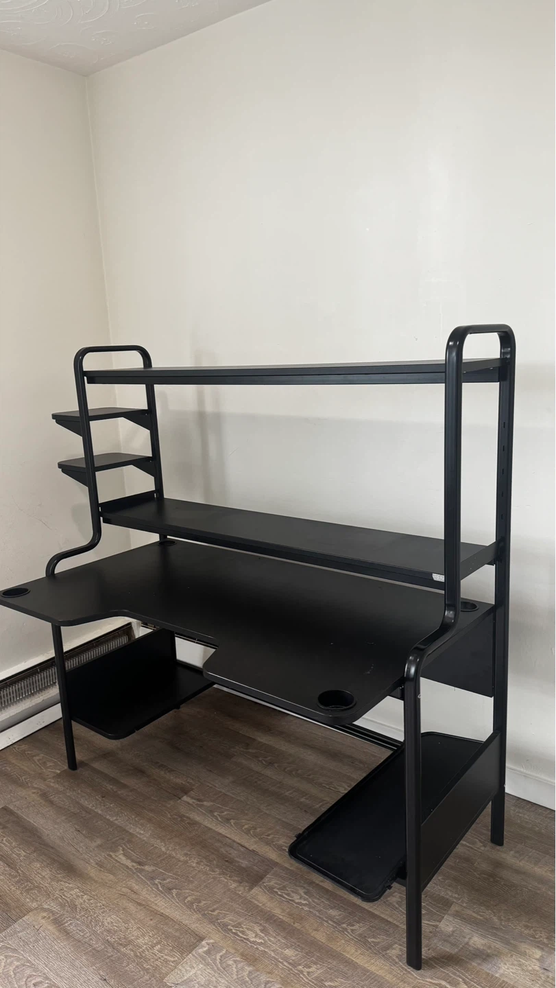 Black Computer Desk with Shelves - photo 2