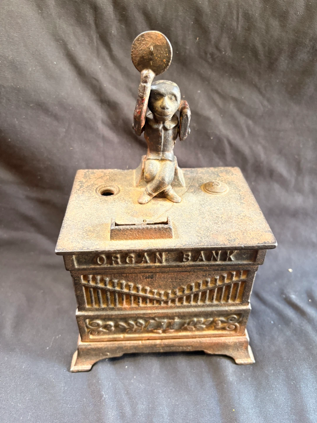 Vintage Cast Iron Organ Bank Mechanical Bank - photo 2