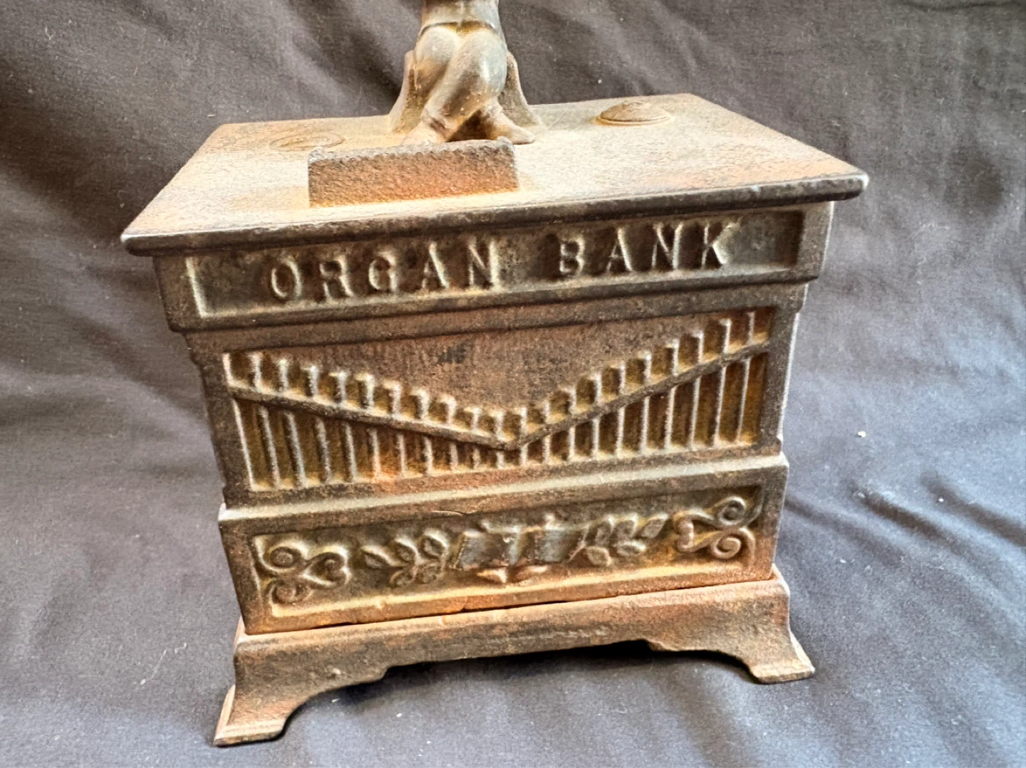 Vintage Cast Iron Organ Bank Mechanical Bank - photo 3