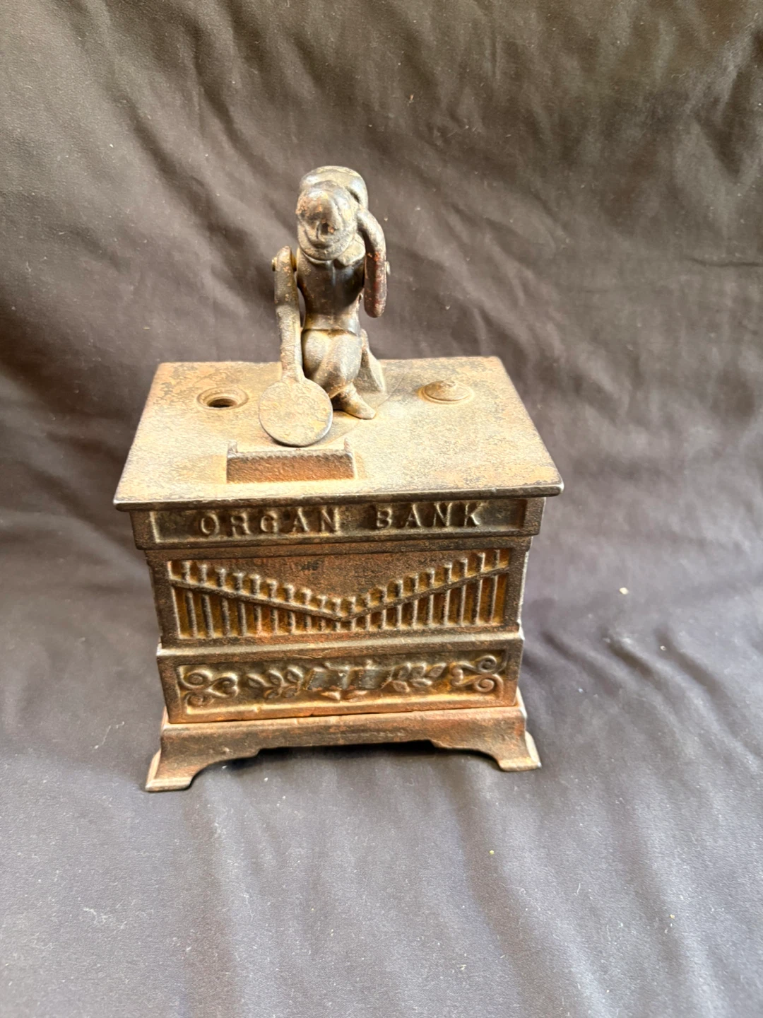 Vintage Cast Iron Organ Bank Mechanical Bank