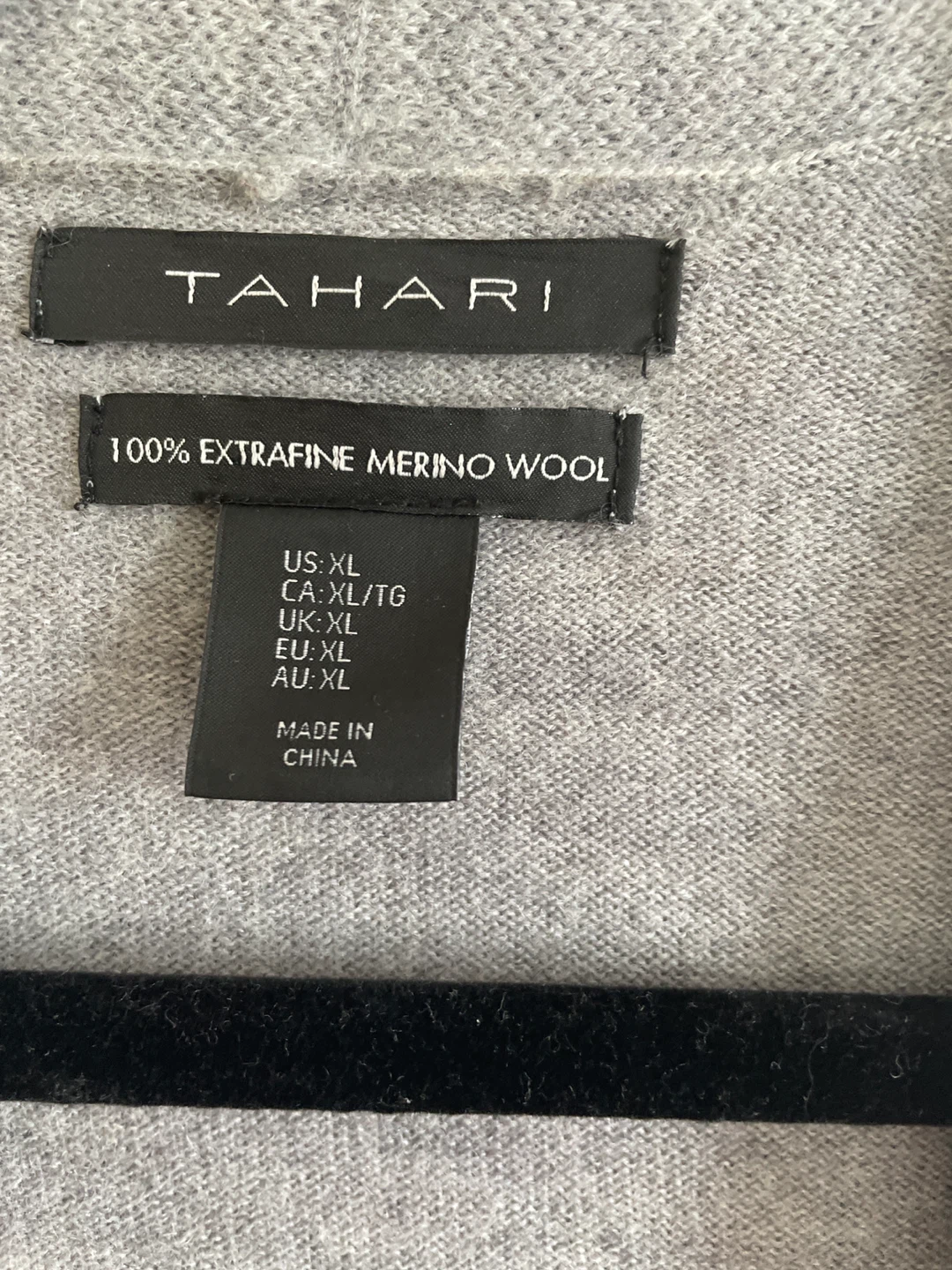 Tahari Grey 100% ExtraFine Merino Wool Long Cardigan - photo 2