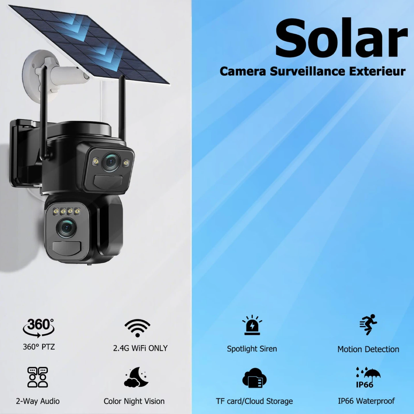 Solar Dual Lens PTZ Security Camera with 360° View - photo 2