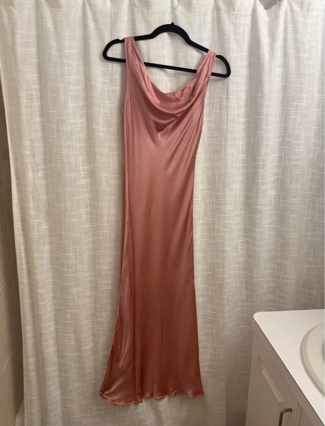 Reformation Rose Pink Satin Cowl Neck Maxi Dress Size 2 - photo 2