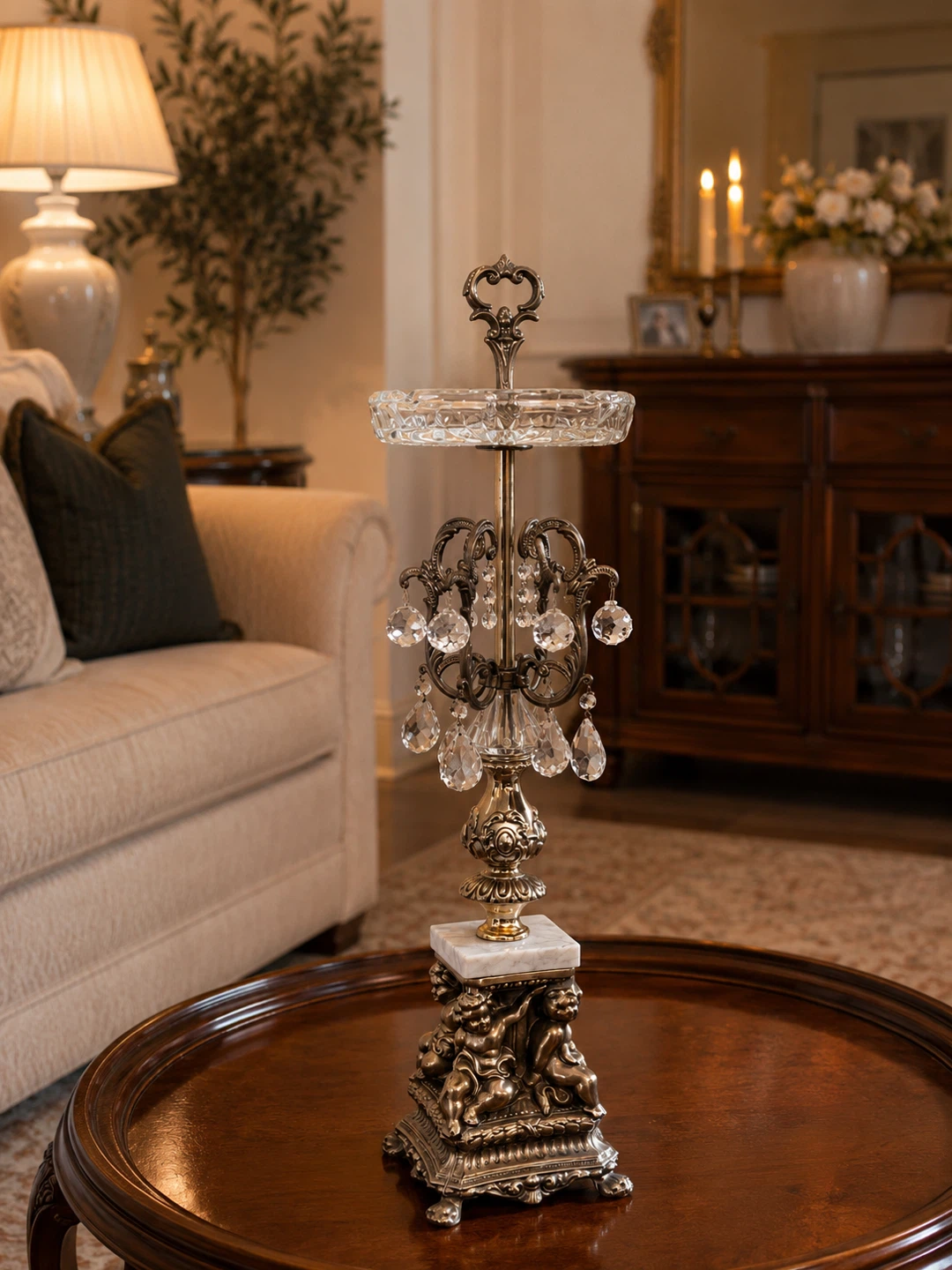 Vintage Crystal Centerpiece – 24”