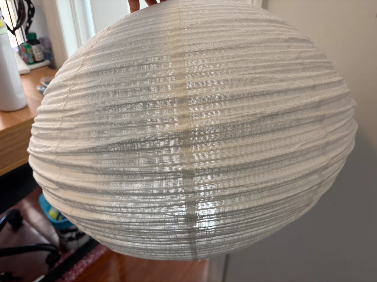 White Linen Lantern Lampshade - photo 2