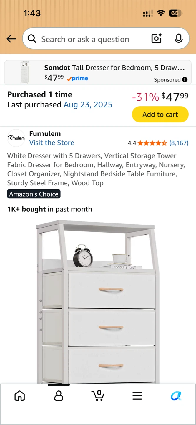 [QUIcK SALE]White 5 Drawer Fabric Dresser - photo 4