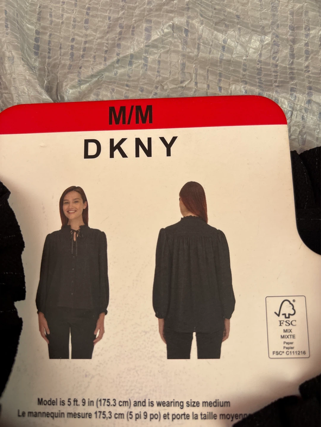 DKNY Black Long Sleeve Blouse M/M - photo 2