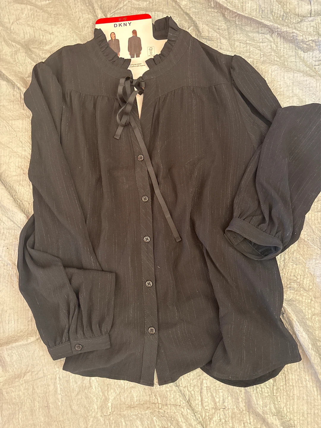 DKNY Black Long Sleeve Blouse M/M - photo 3