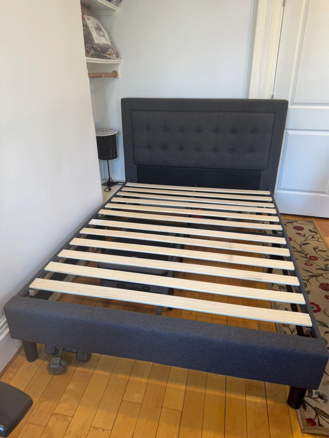 Dark Gray Upholstered Platform Bed Frame