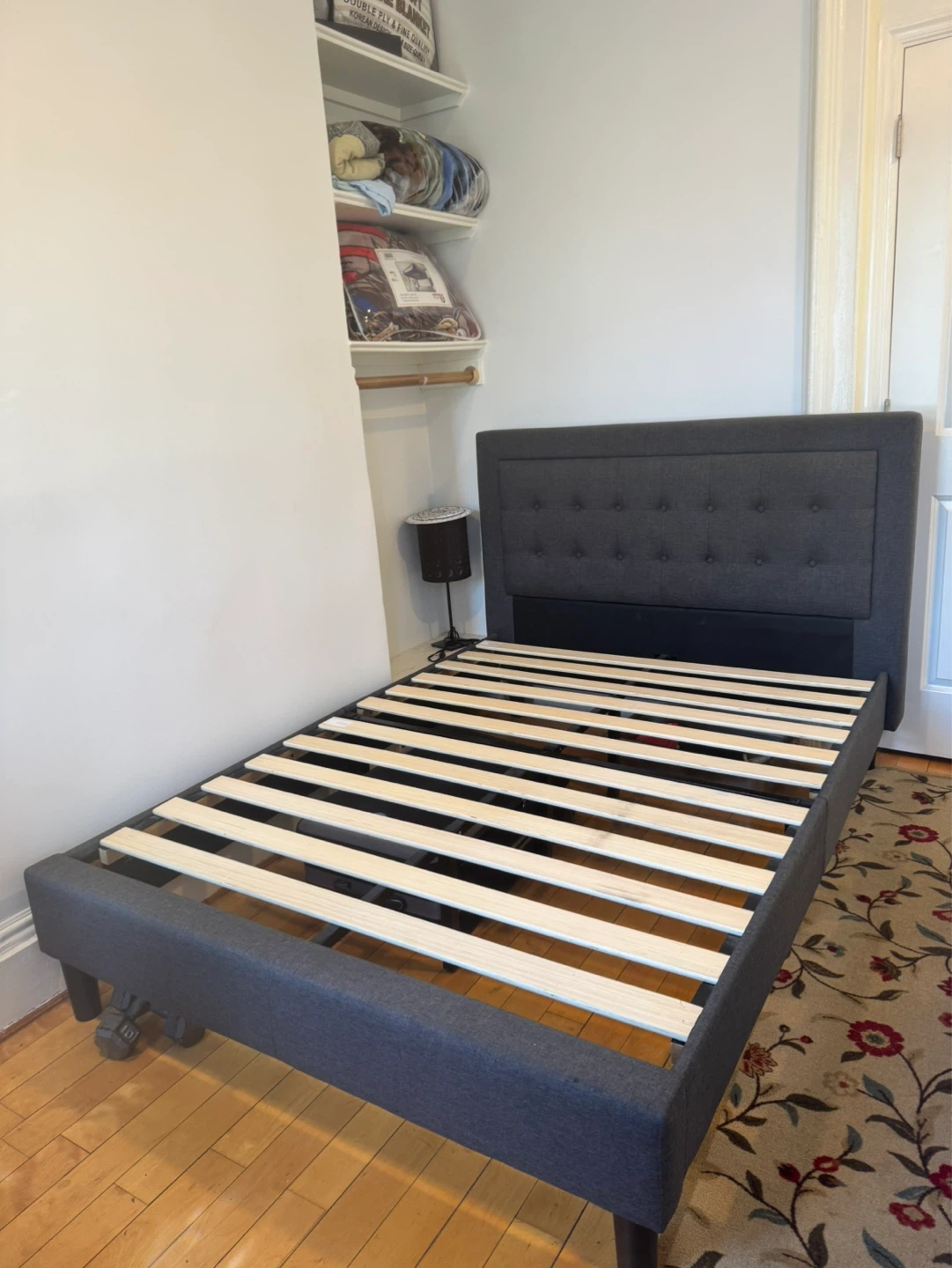 Dark Gray Upholstered Platform Bed Frame - photo 3