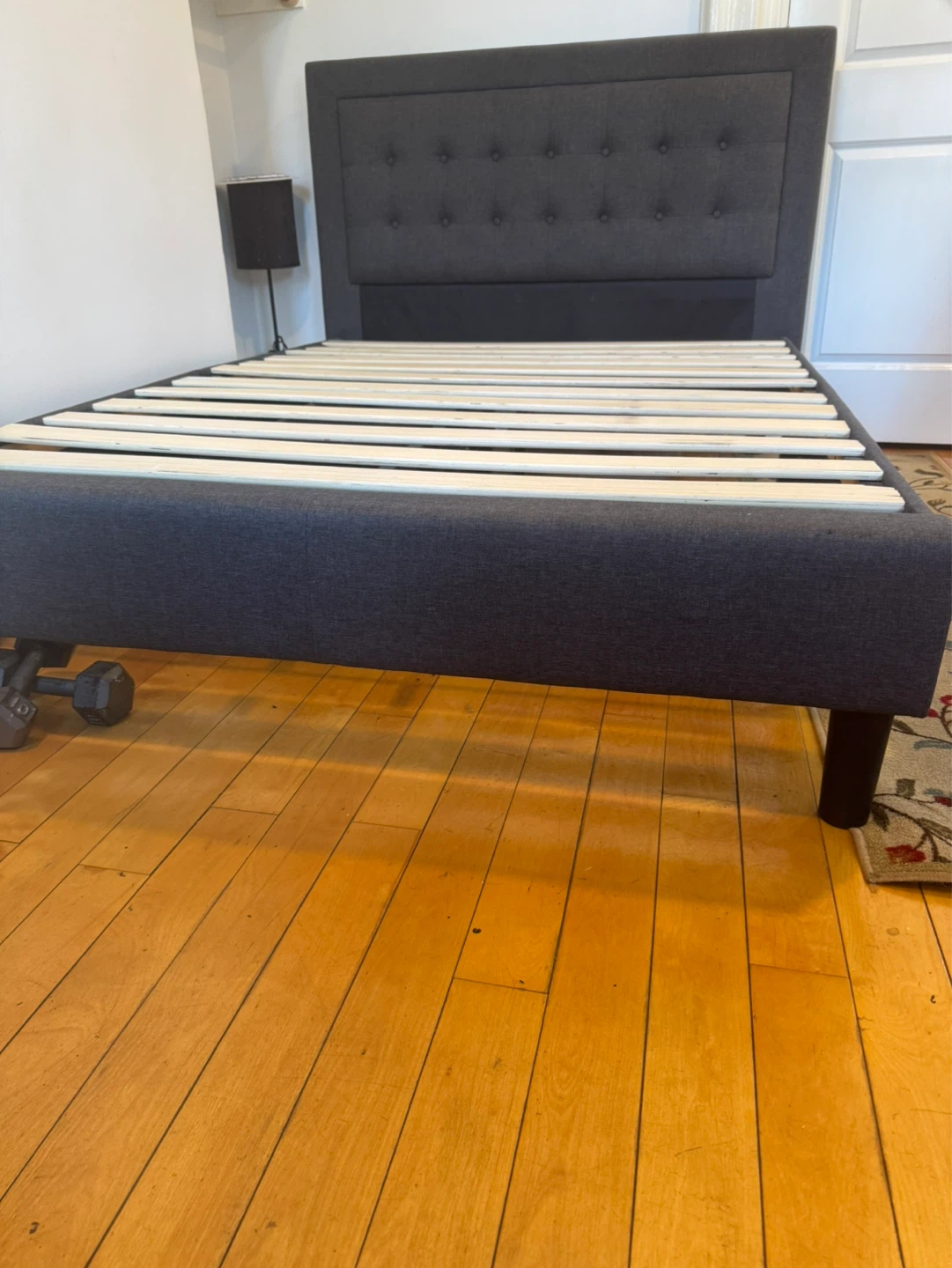 Dark Gray Upholstered Platform Bed Frame - photo 2