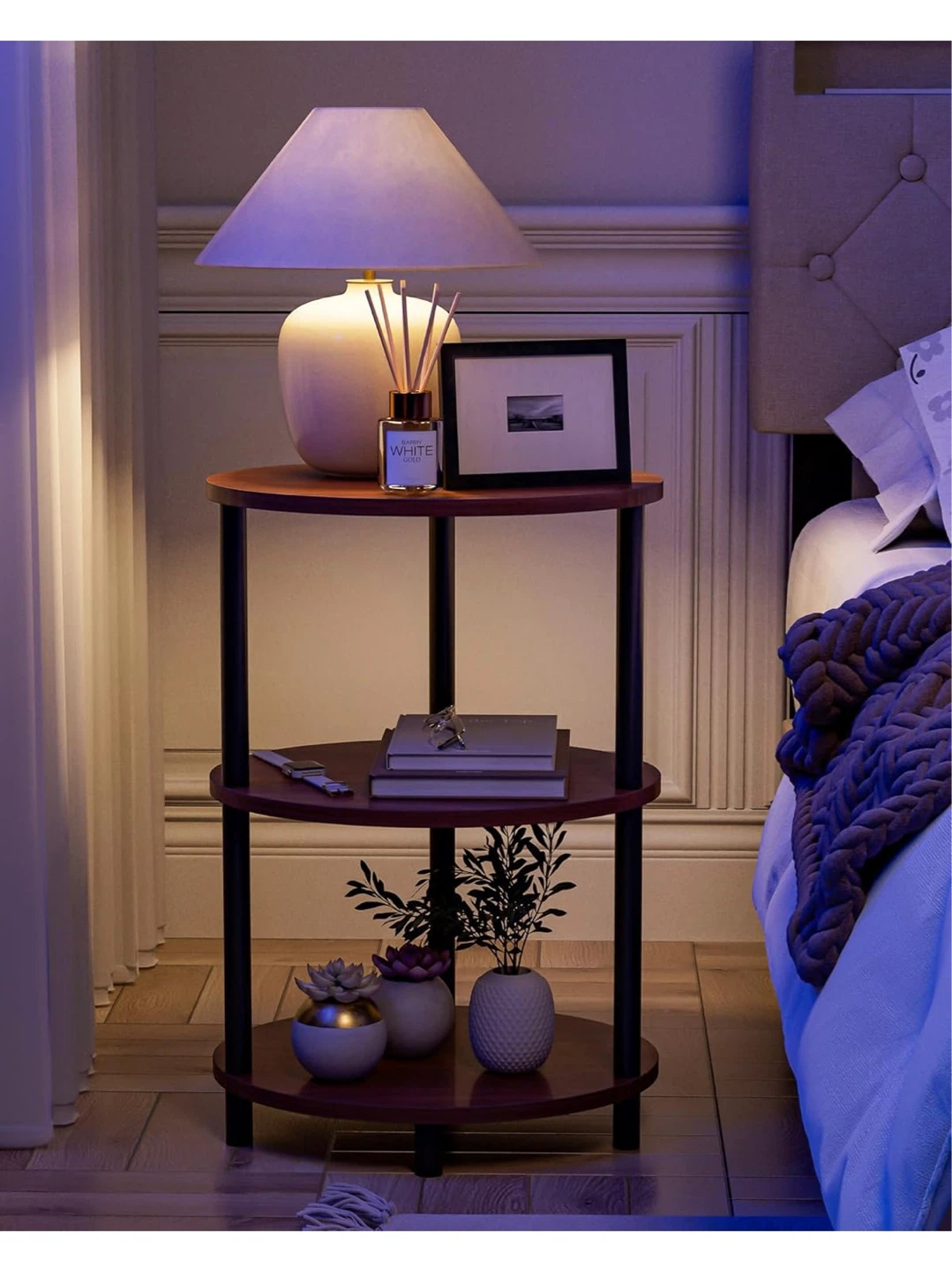 Round 3-Tier Side Table with Wood Finish - photo 5