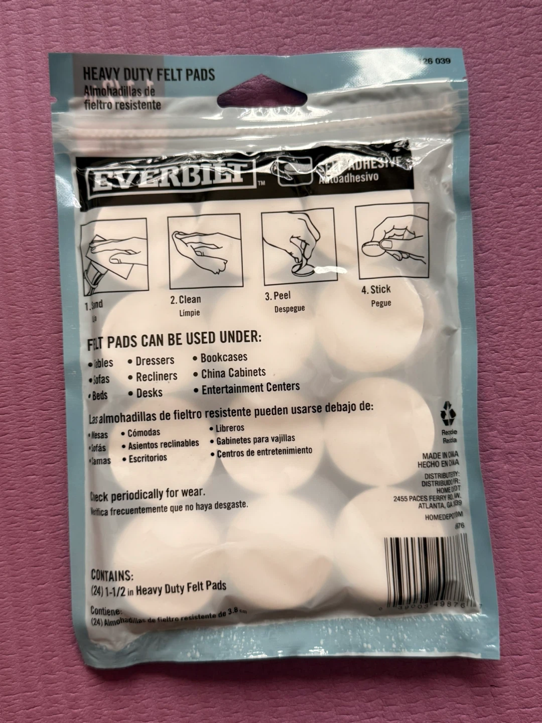 NEW✨Everbilt Heavy Duty Felt Pads - 1-1/2 inch - 24 Pack - photo 2