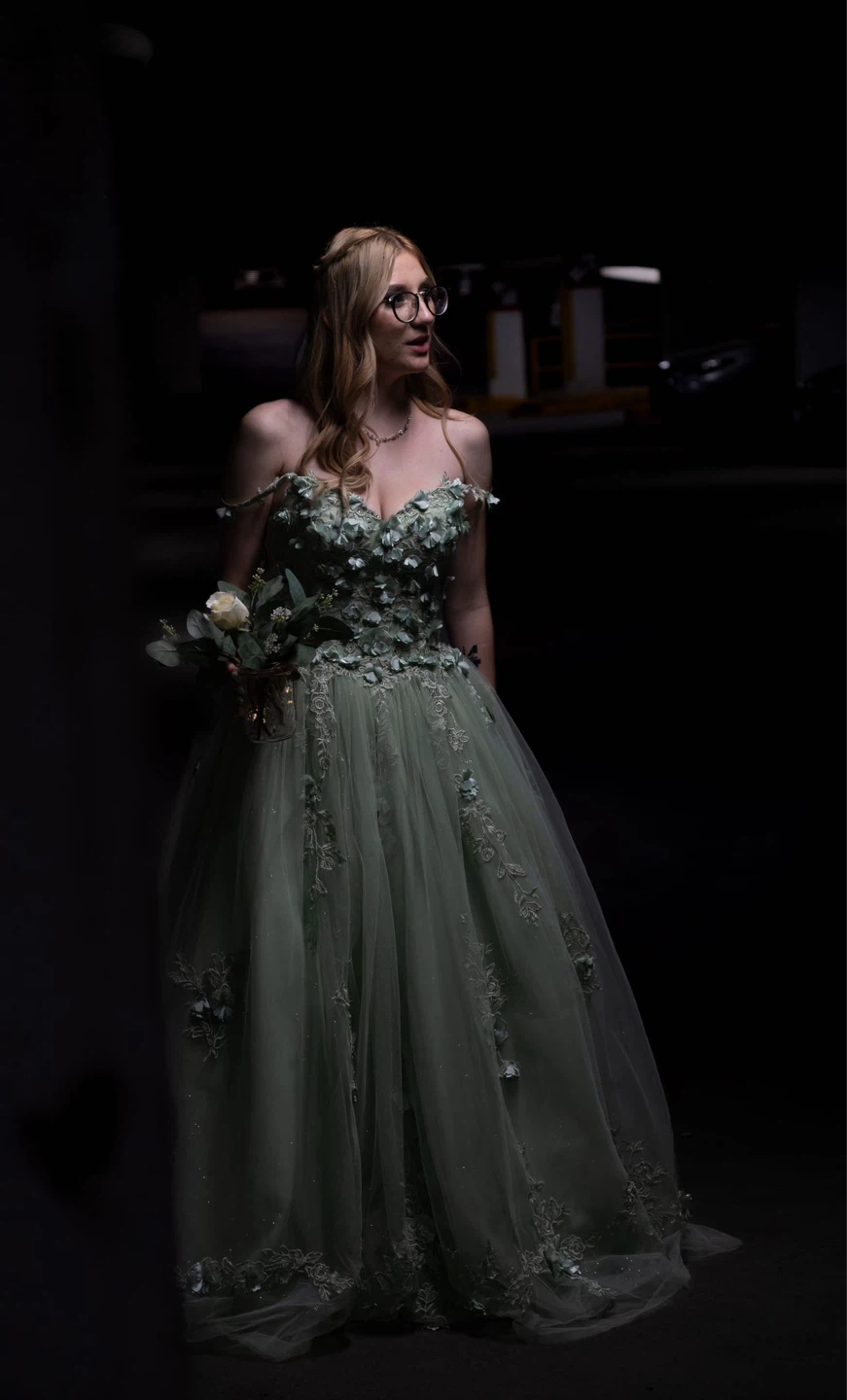 Sage Green floral Grad/Prom Dress - photo 3