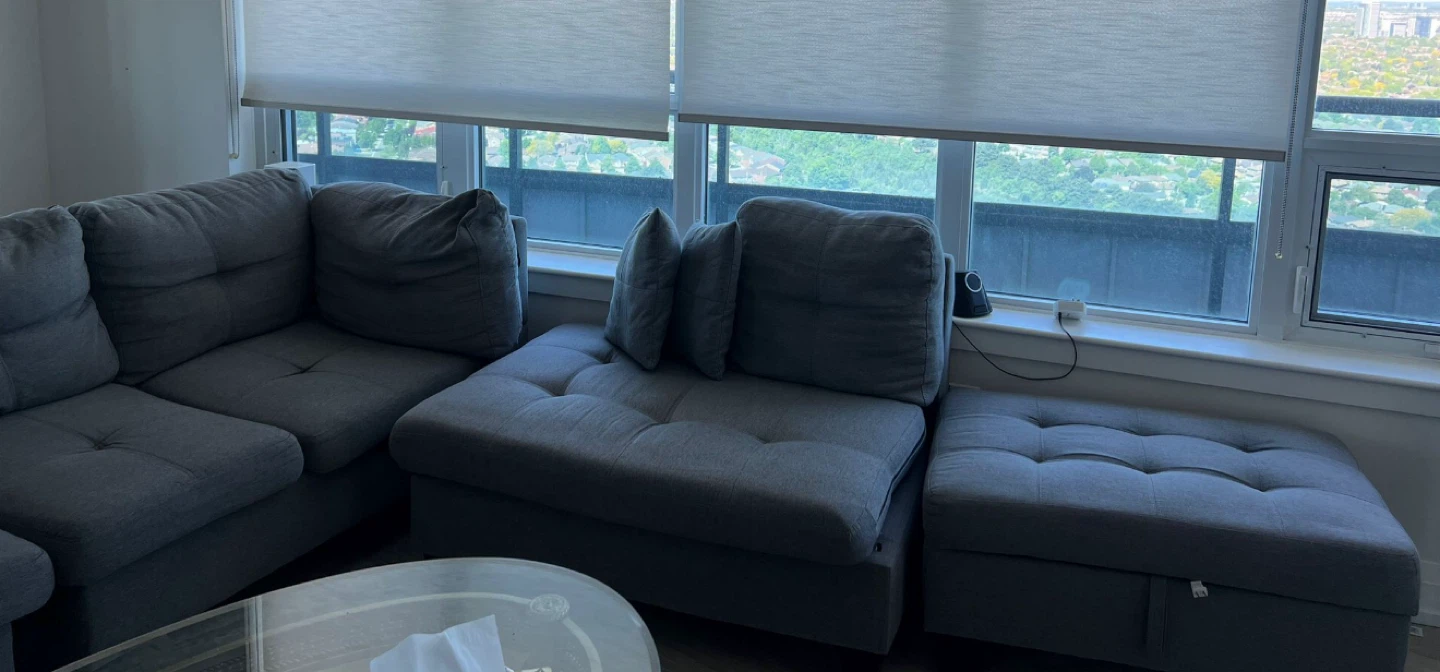 Grey Sectional Sofa with Ottoman