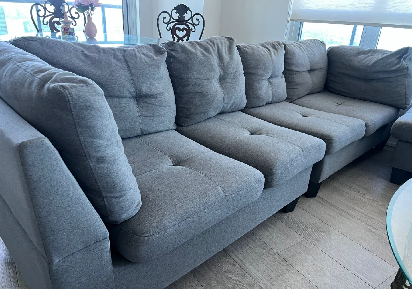 Grey Sectional Sofa with Ottoman - photo 2