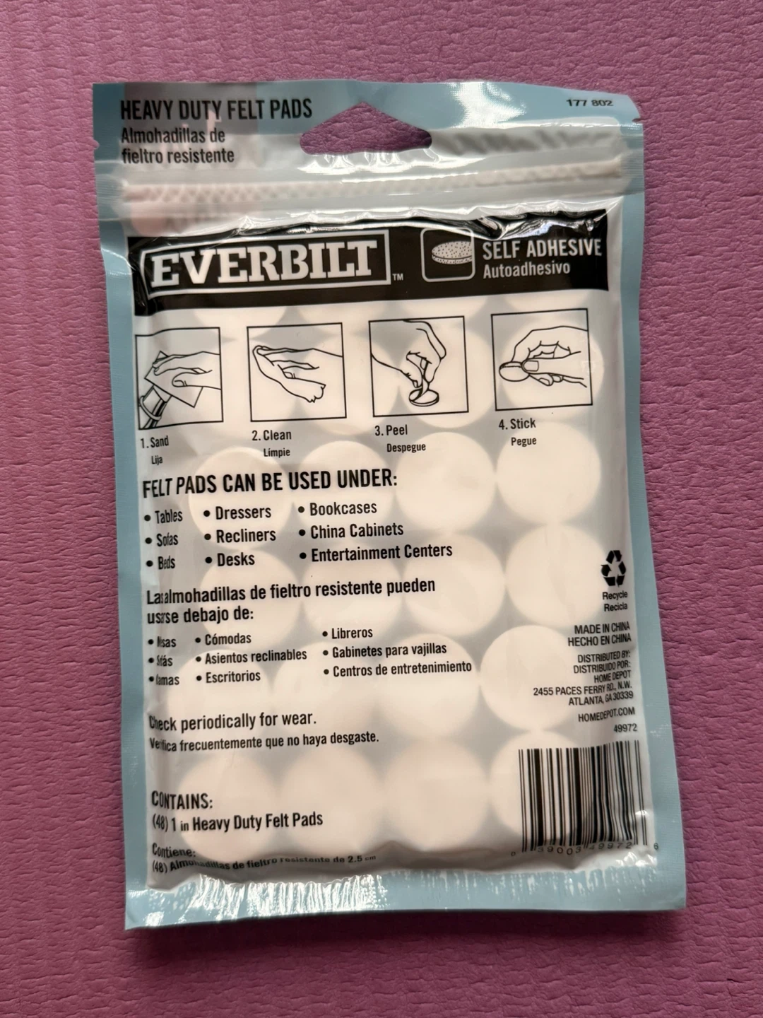 NEW✨ Everbilt Heavy Duty Felt Furniture Pads - 1 in. 48-Pack - photo 2