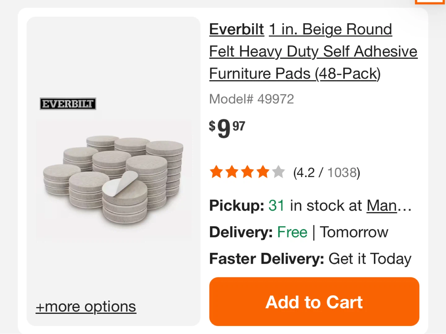 NEW✨ Everbilt Heavy Duty Felt Furniture Pads - 1 in. 48-Pack - photo 3