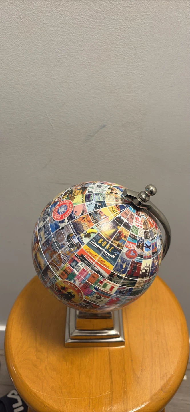 Decorative Globe with Vintage Travel Stickers - photo 3
