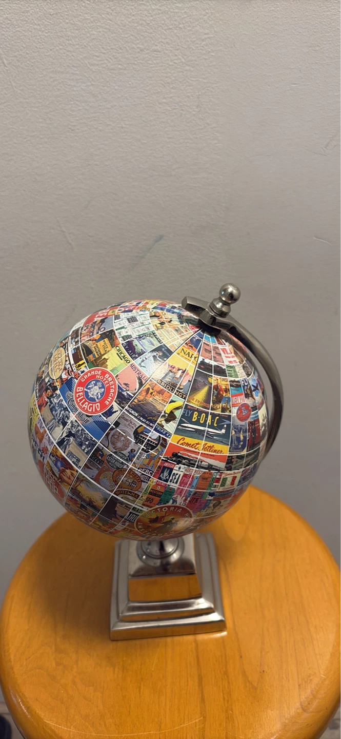 Decorative Globe with Vintage Travel Stickers - photo 2