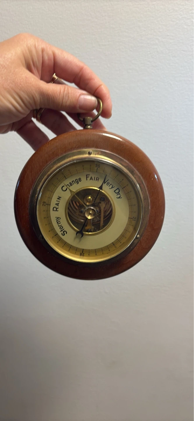 Vintage Barometer with Brass Dial - photo 3