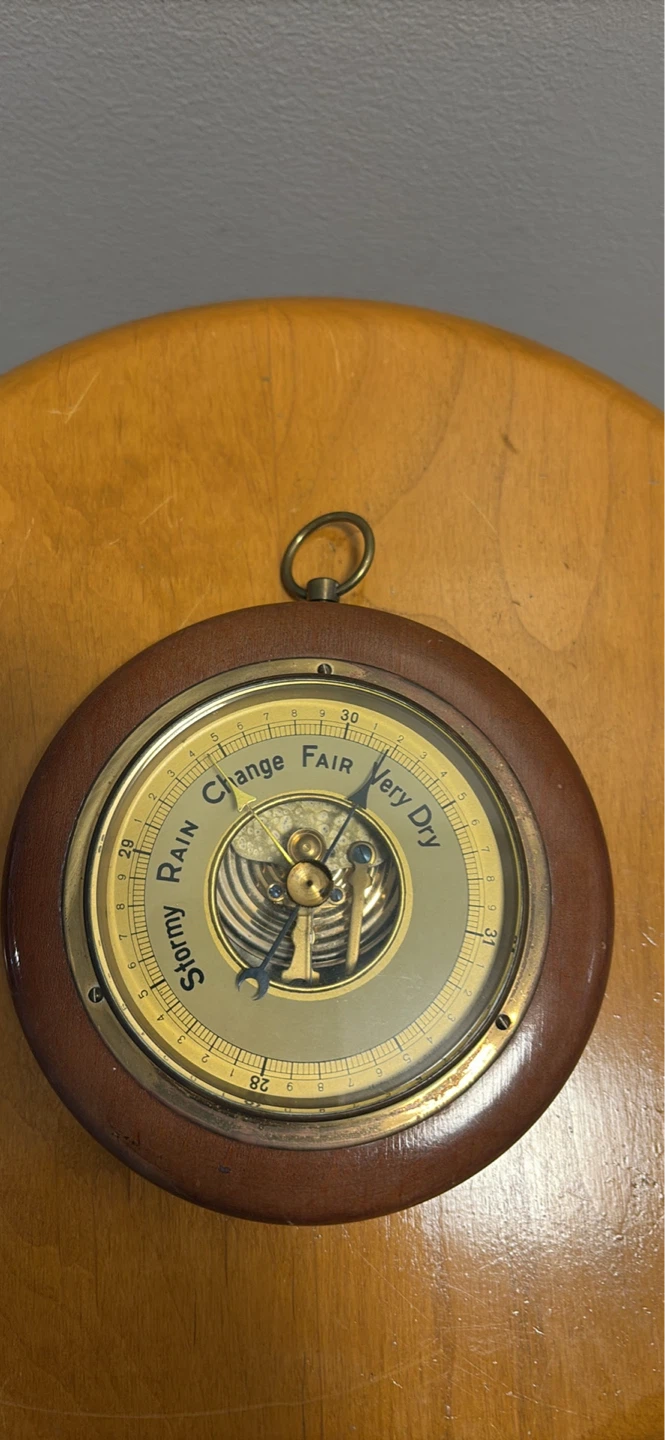 Vintage Barometer with Brass Dial - photo 5