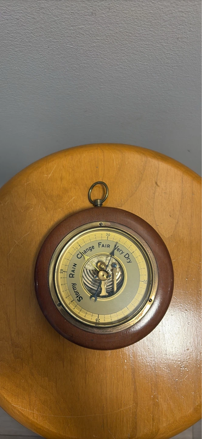 Vintage Barometer with Brass Dial - photo 2