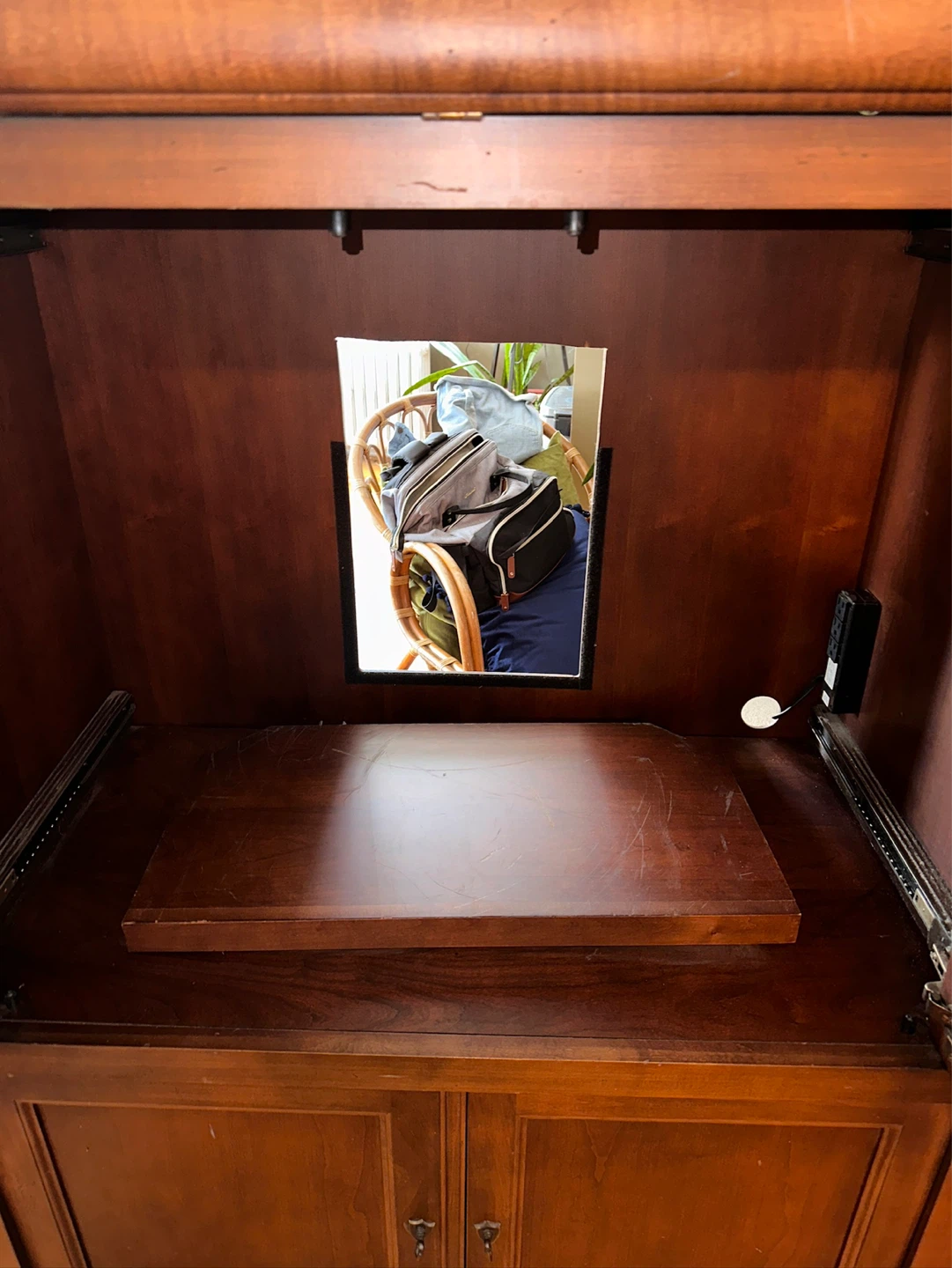 Vintage Wooden Media Cabinet with Doors - photo 4