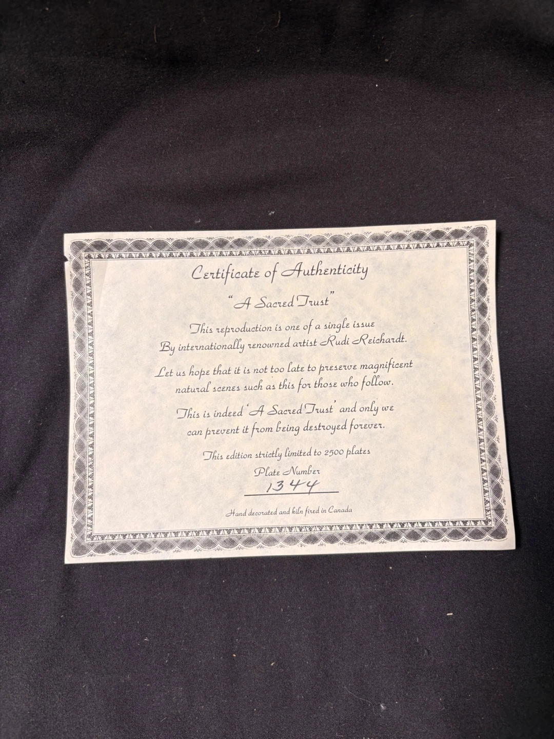 Rudi Reichardt "A Sacred Trust" Collector Plate - photo 4