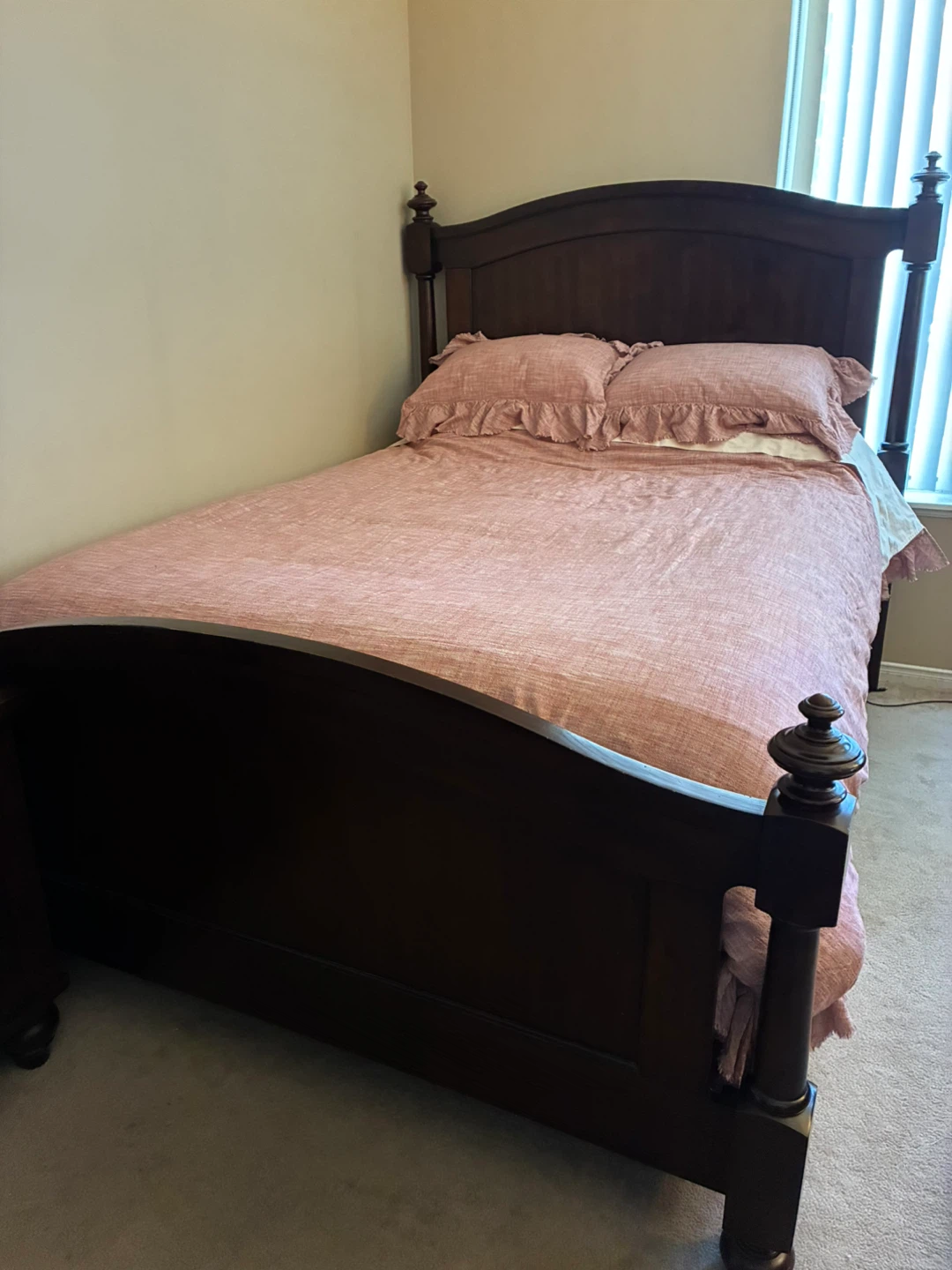 Dark Wood Queen Bed Frame with Headboard