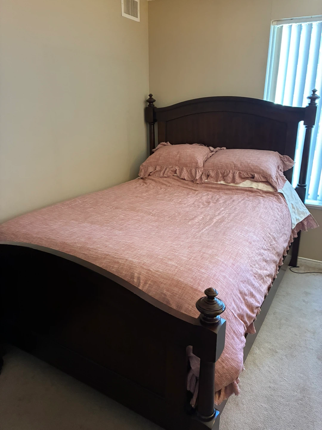Dark Wood Queen Bed Frame with Headboard - photo 2