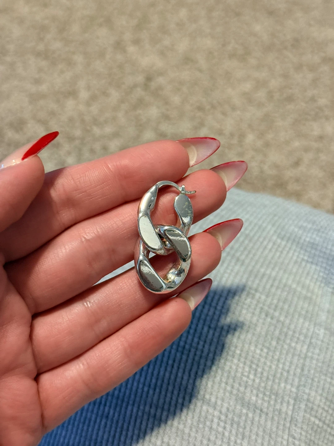 Silver Link Hoop Earring