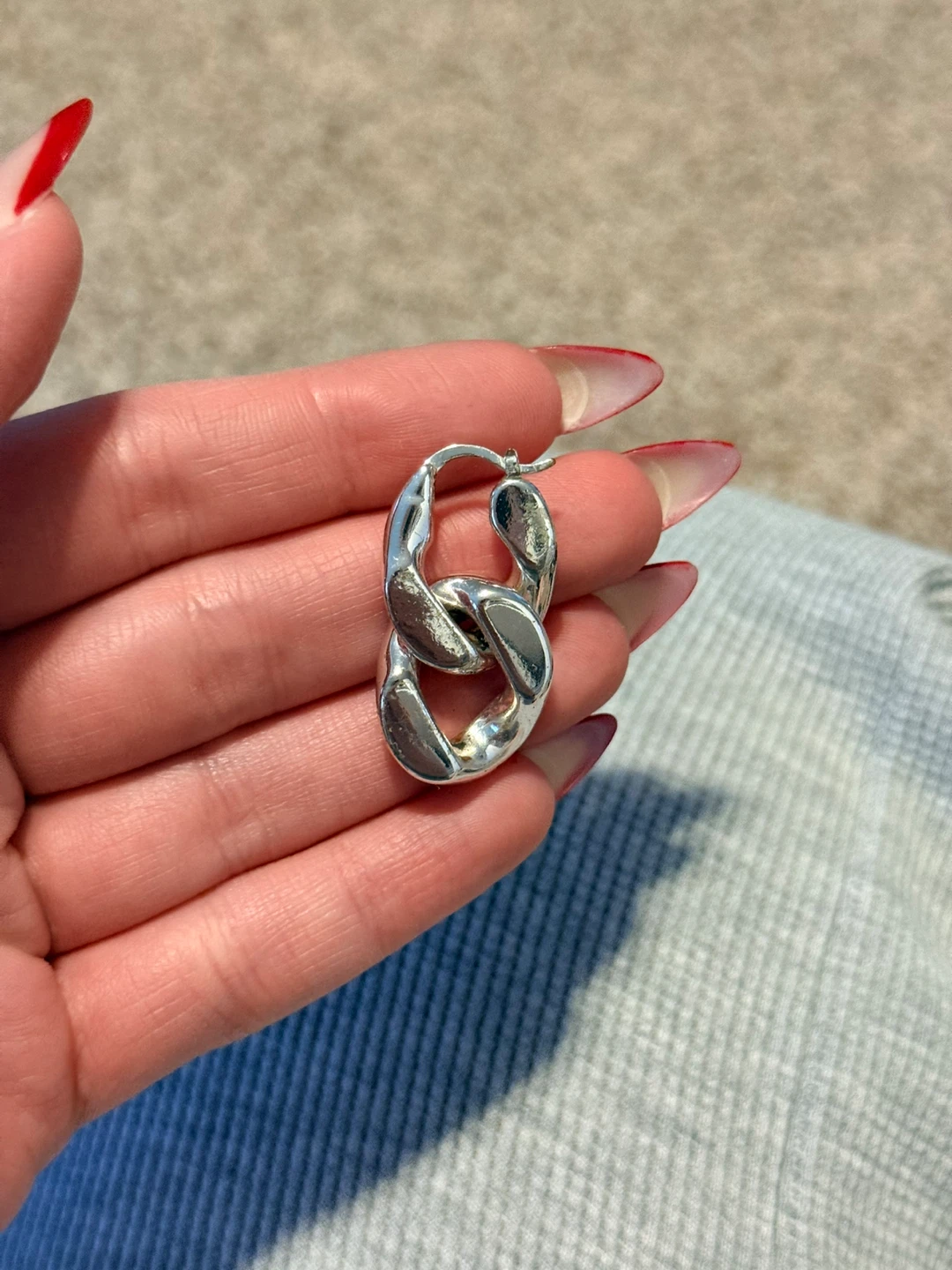 Silver Link Hoop Earring - photo 2