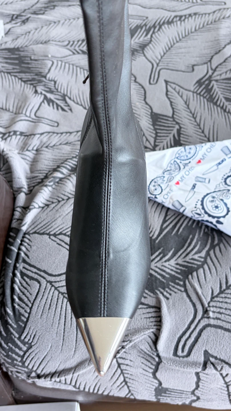 Katy Perry Black Knee-High Boots with Silver Toe Cap - photo 5