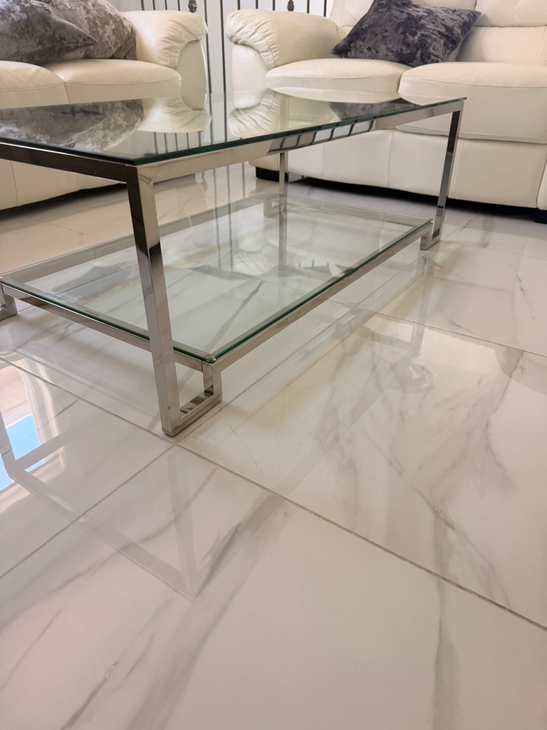 Glass and Chrome Coffee Table - photo 3