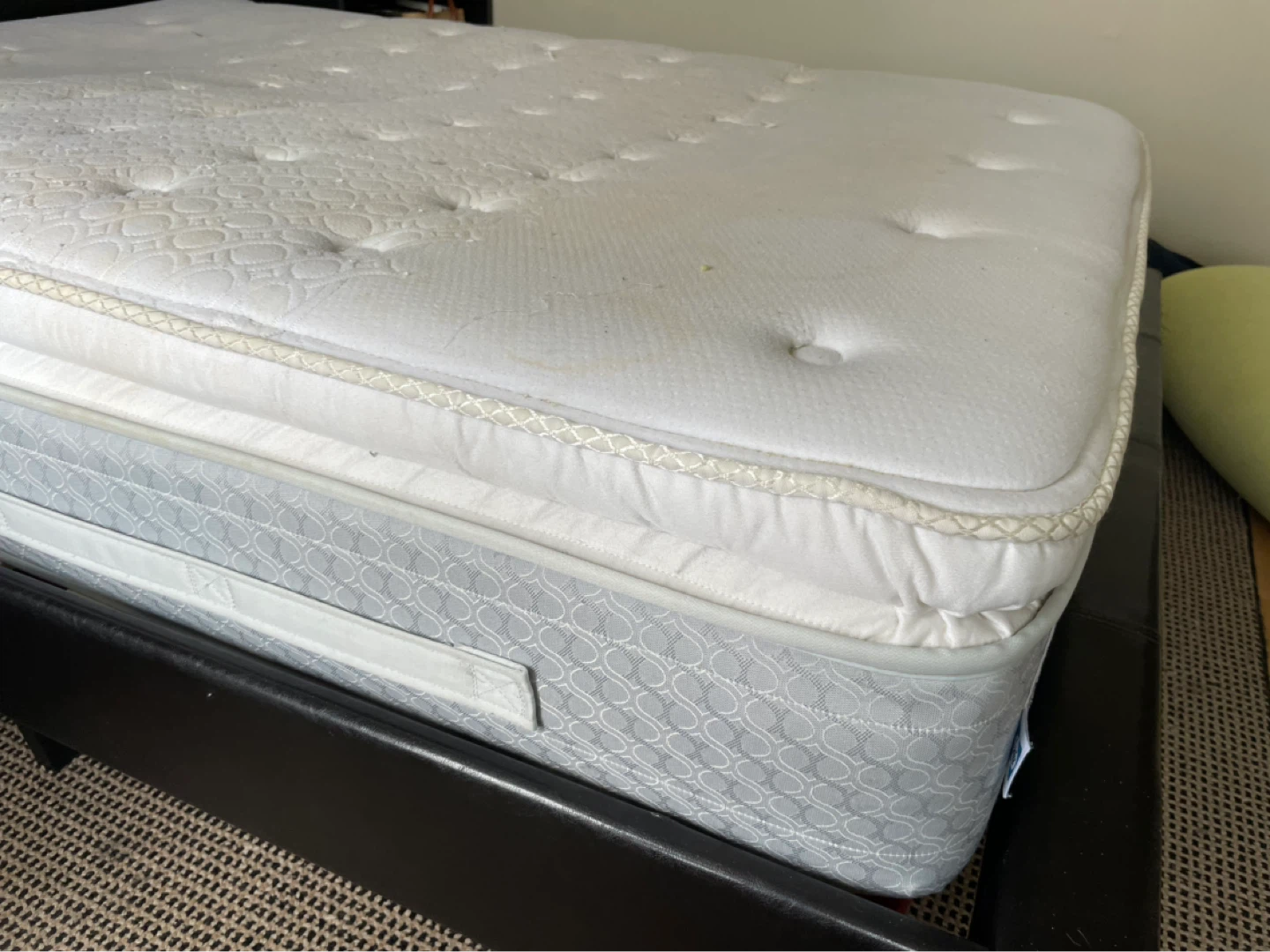 Full Size Black Faux Leather Platform Bed Frame with Mattress - photo 4