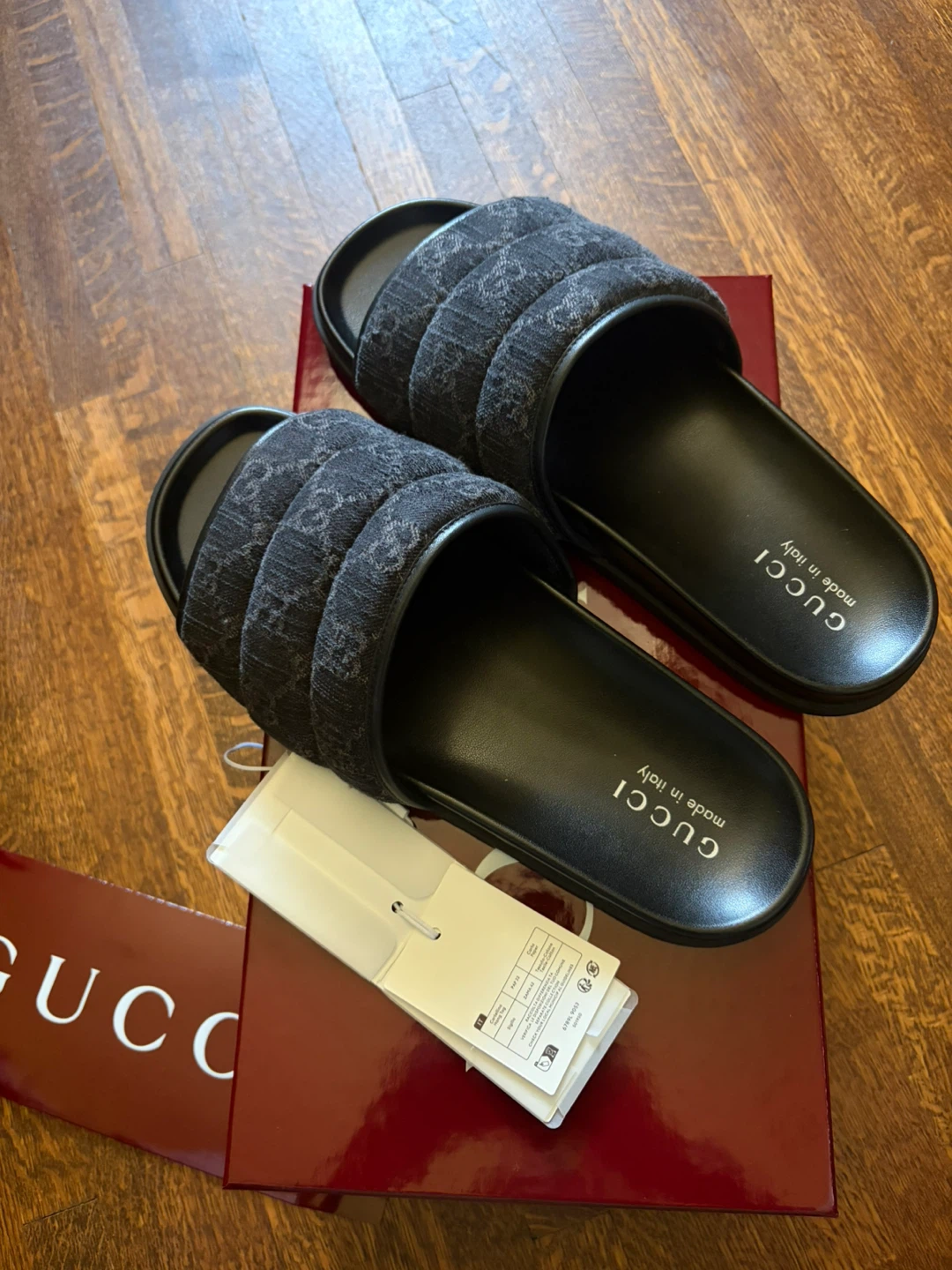 Gucci Black Quilted Slides - Men 9