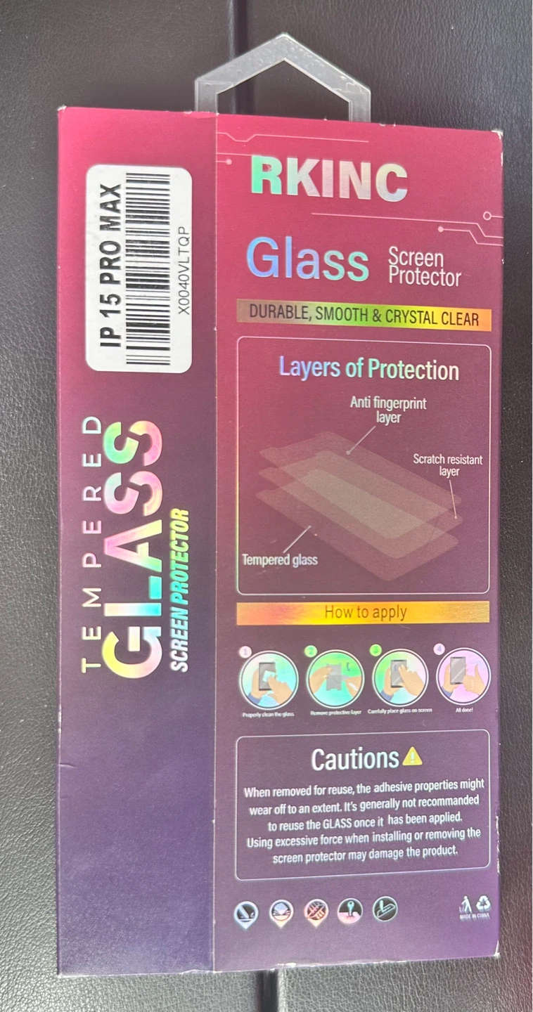 RKINC Tempered Glass Screen Protector for iPhone 15 Pro Max - photo 2