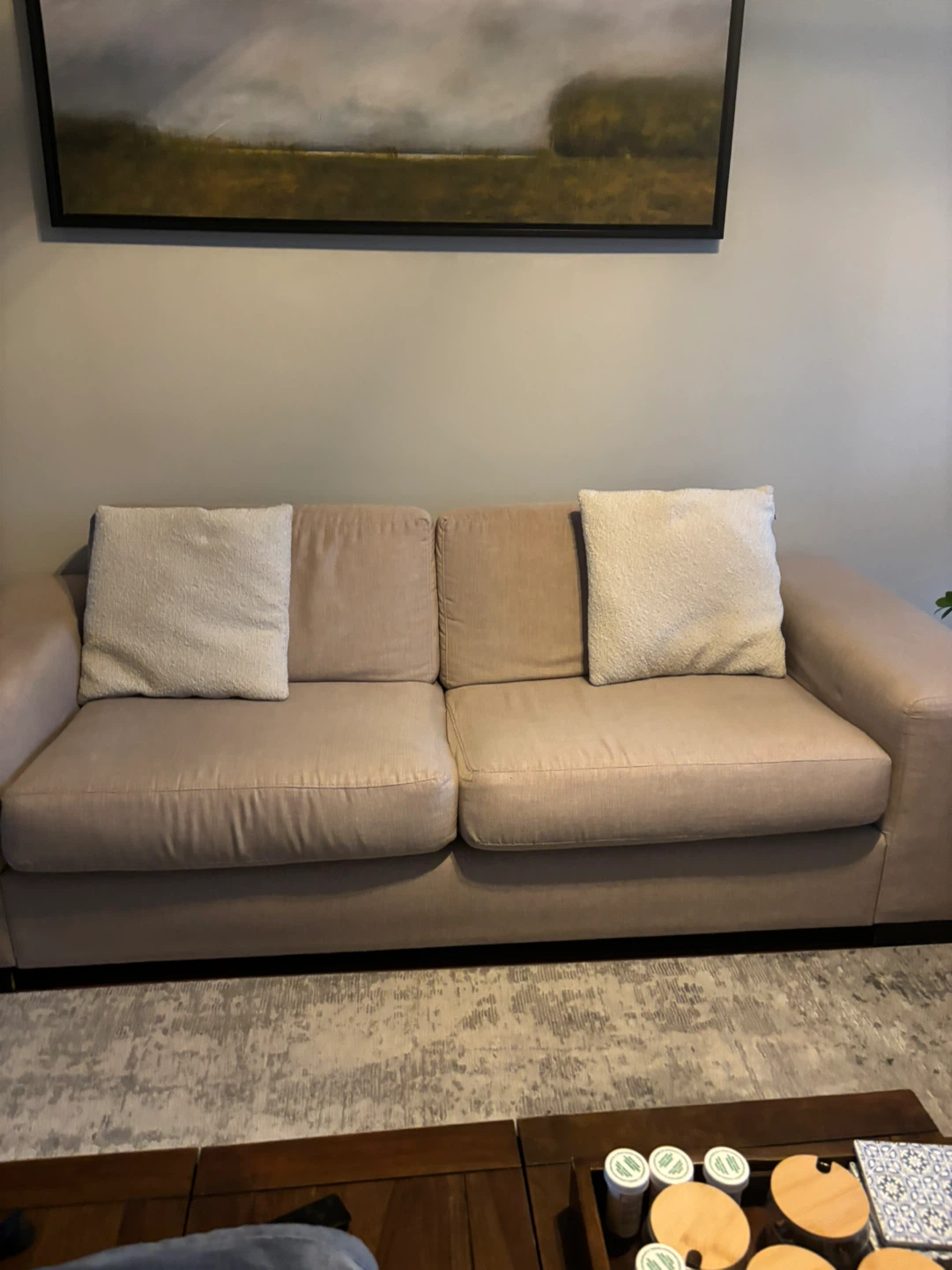 Beige Sofa with Throw Pillows - photo 3