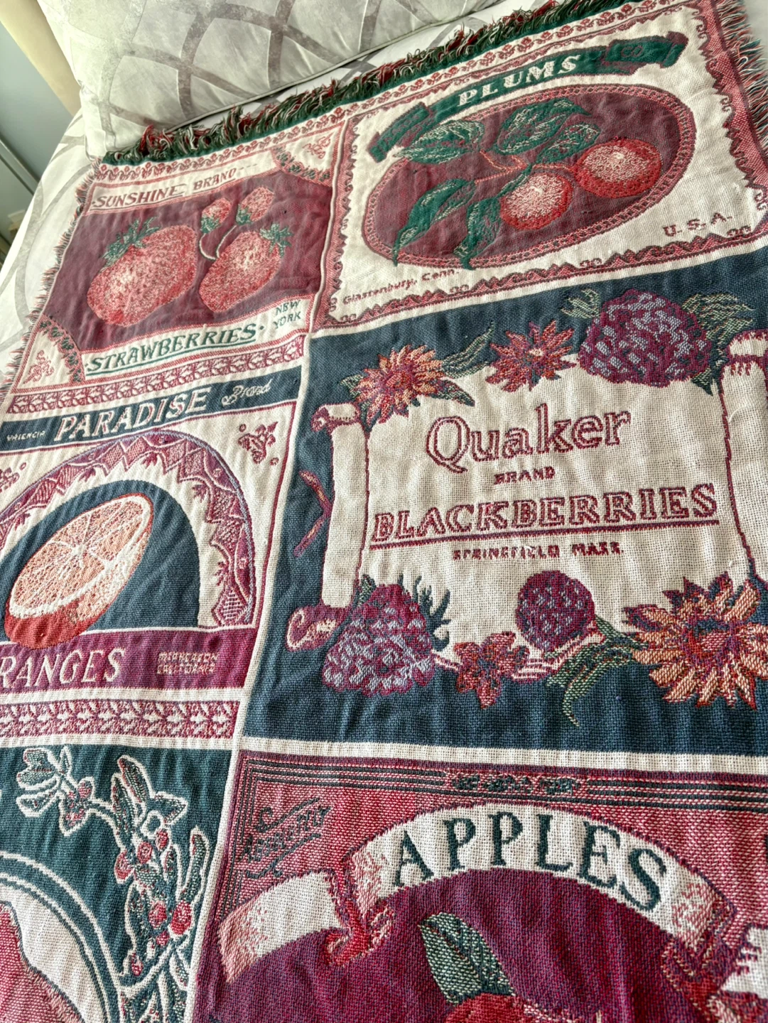 Vintage: Farmers Market -Afghan Throw Blanket - photo 2