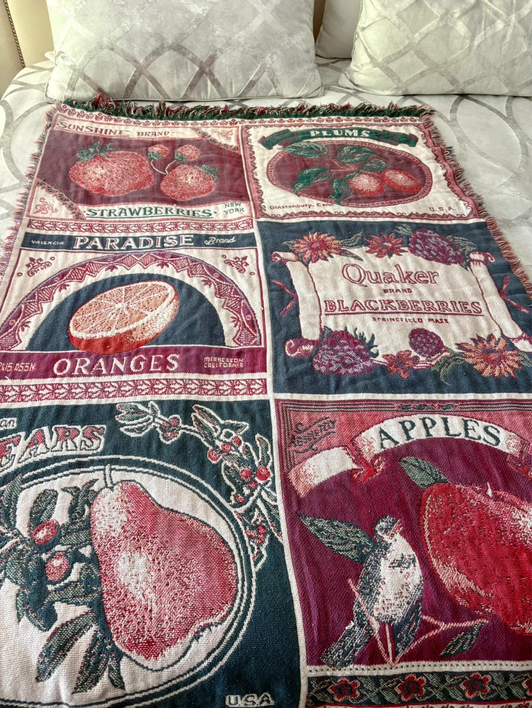 Vintage: Farmers Market -Afghan Throw Blanket - photo 3