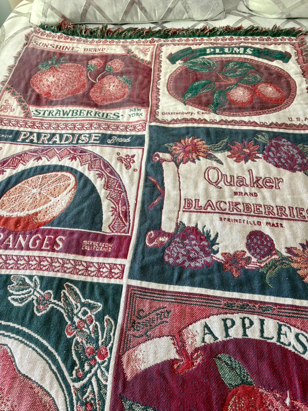 Vintage: Farmers Market -Afghan Throw Blanket