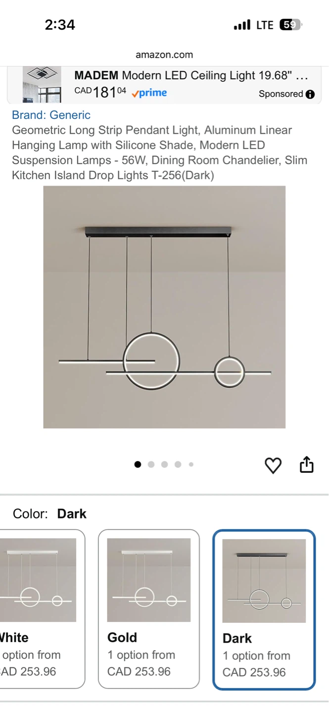 Generic Modern LED Pendant Light - Dark - photo 2