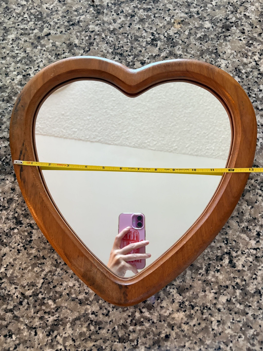 Vintage Heart Shaped Mirror Mahogany Wood - photo 3