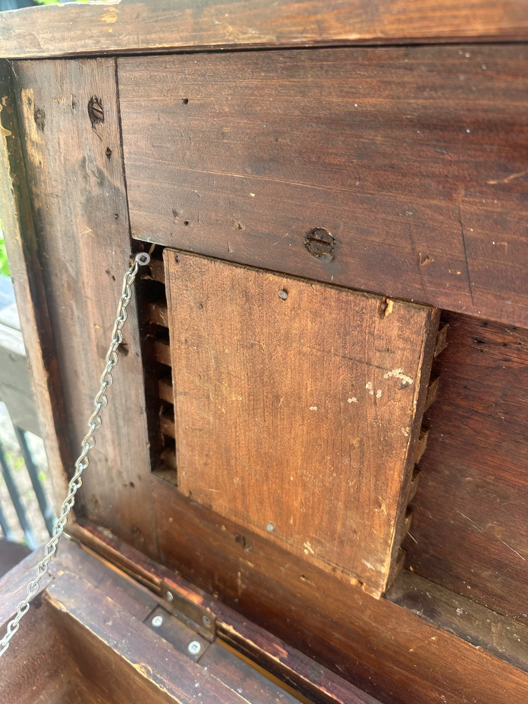 ANTIQUE CARPENTERS TOOL BOX VINTAGE STORAGE CHEST TRUNK CRATE - photo 3