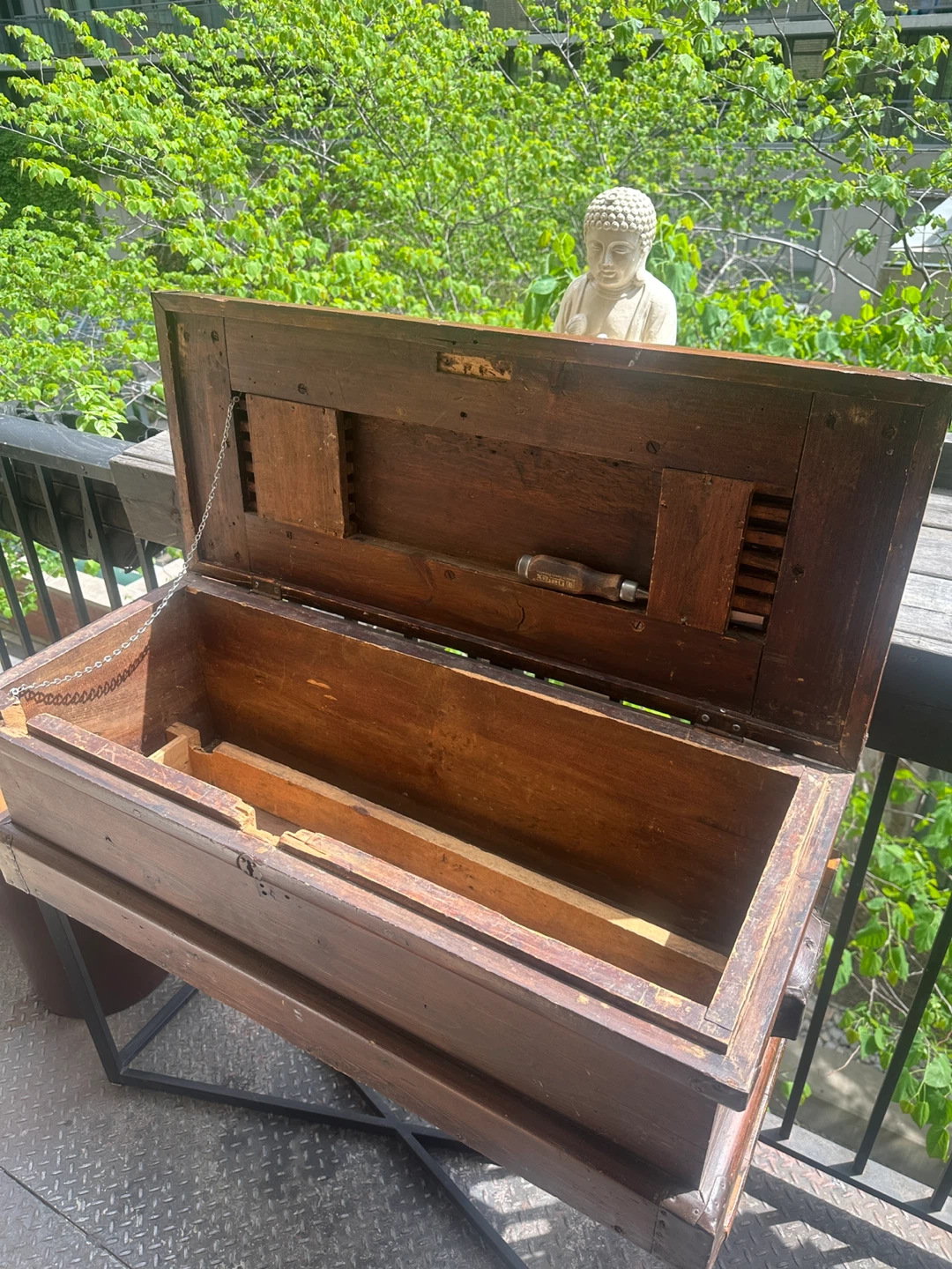 ANTIQUE CARPENTERS TOOL BOX VINTAGE STORAGE CHEST TRUNK CRATE