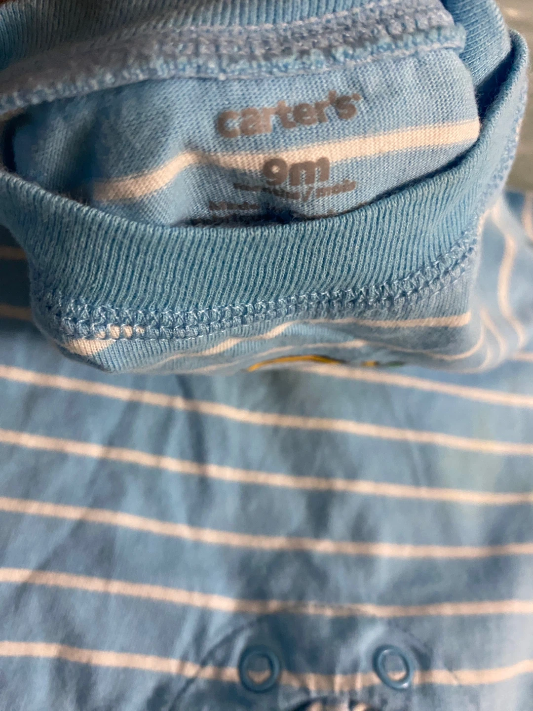 Carter's Baby Boy Blue Striped Car Romper 9m - photo 2