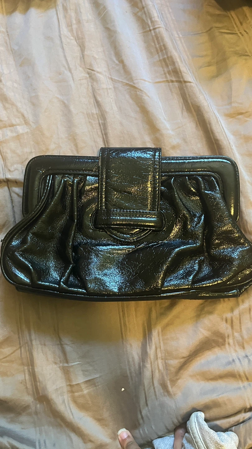 H&M Black patent clutch purse