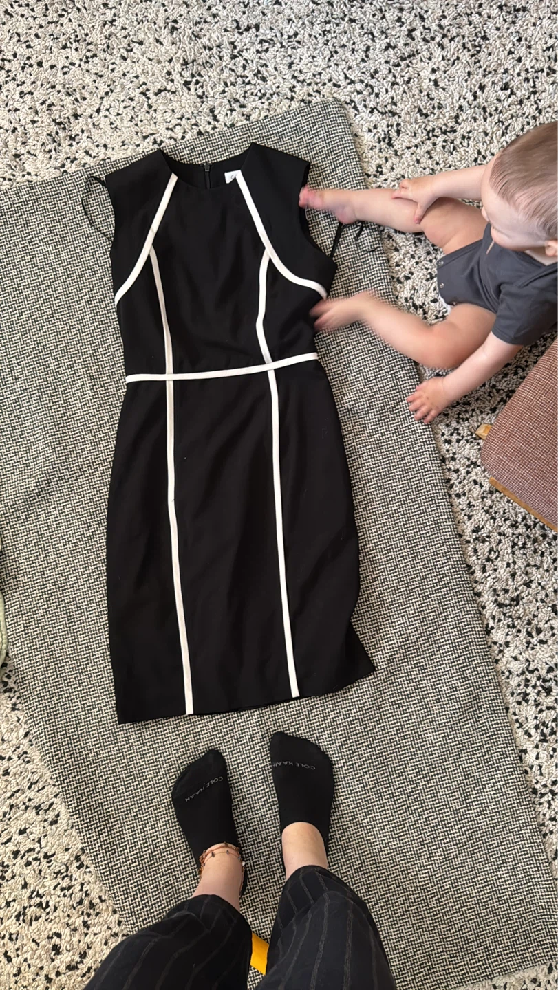 Black Calvin Klein Dress with White Trim, size 2