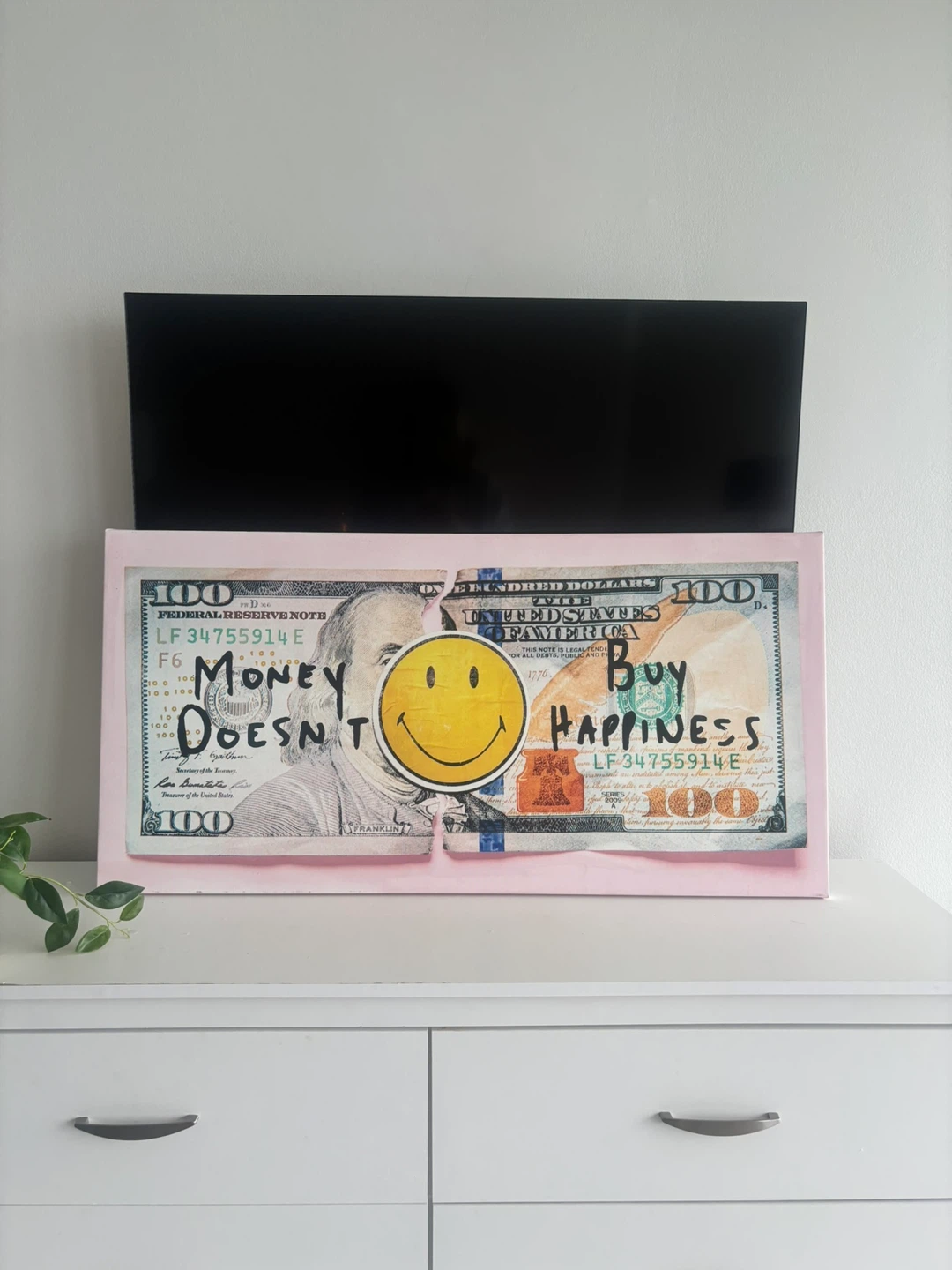 IKONICK Original "Money Doesn't Buy Happiness" Canvas Art